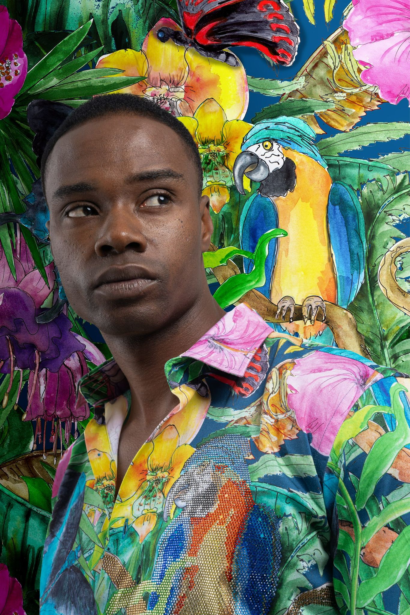 Jungle Mosaic Cotton Casual Men's Shirt