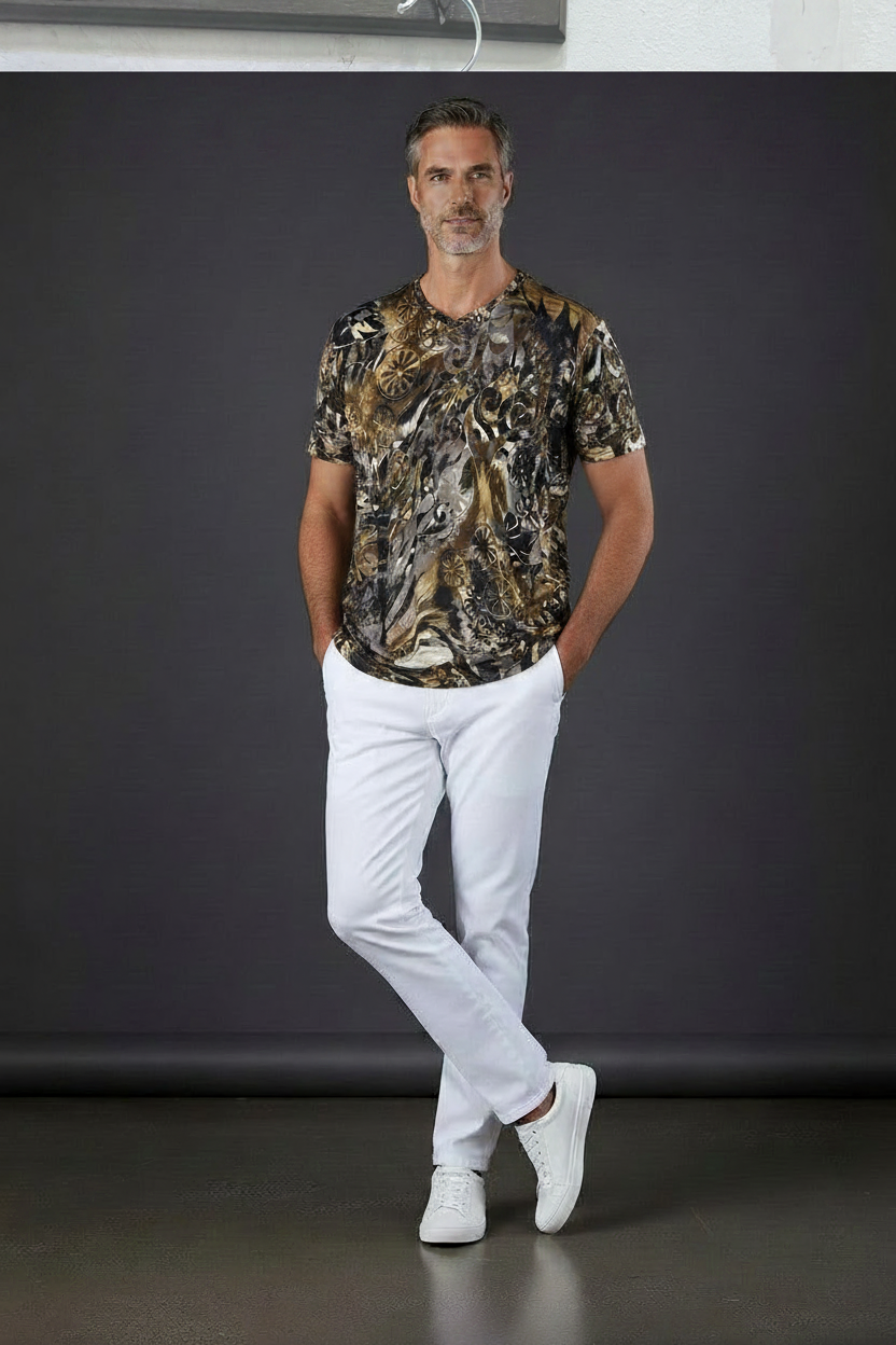 Vercini Baroque Medallion V-Neck T-Shirt