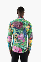 Jungle Mosaic Cotton Casual Men's Shirt