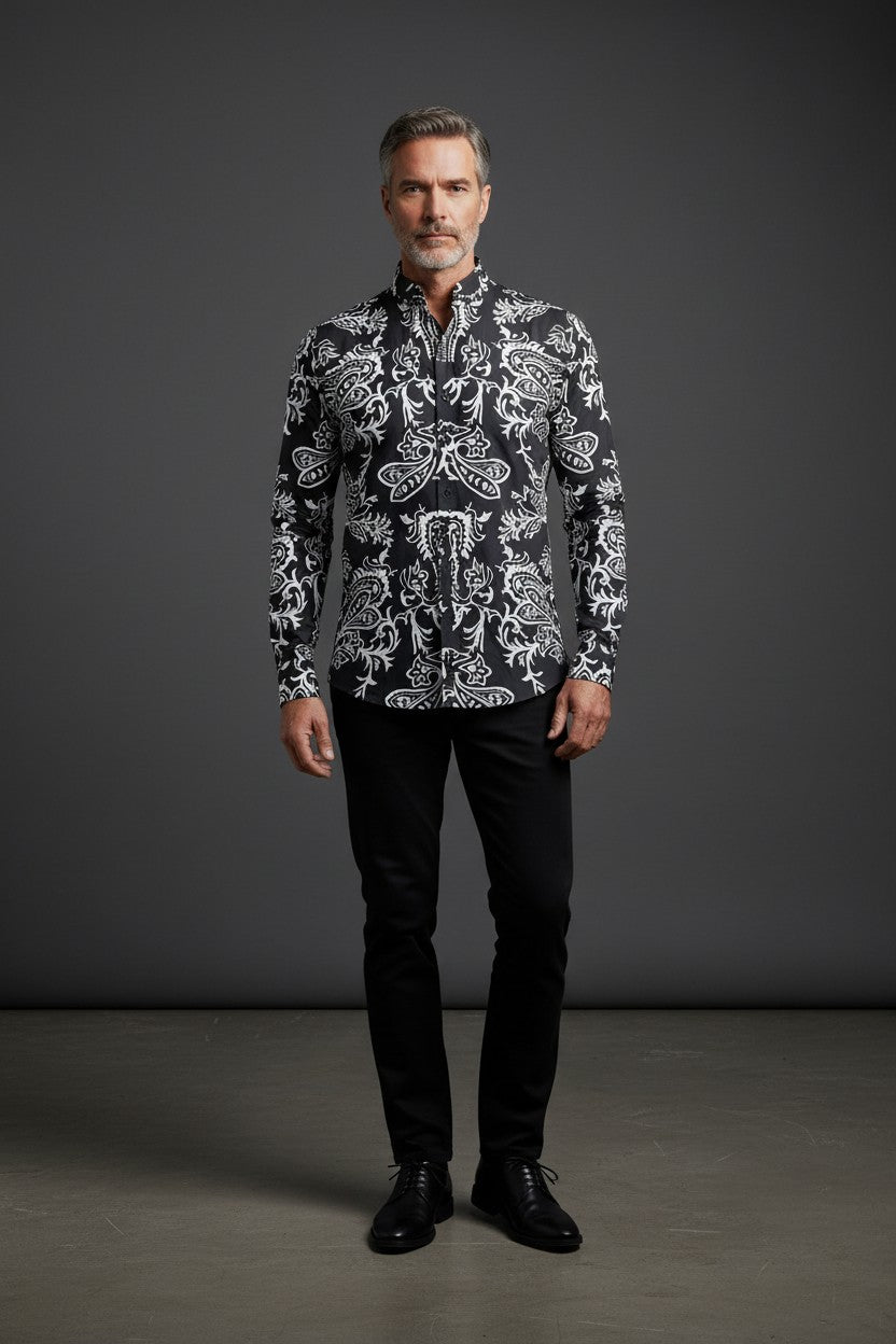 Vercini Monochrome Majesty Embroidered Shirt