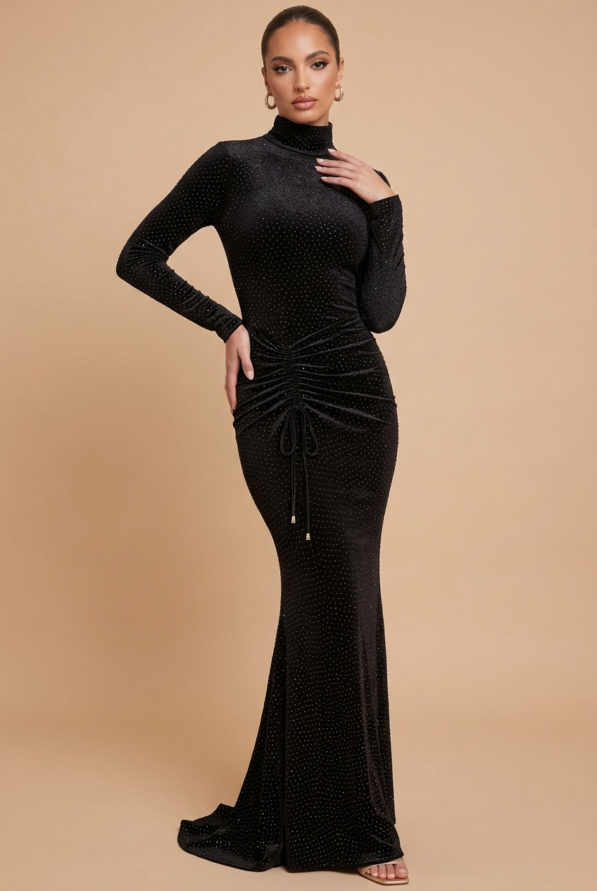 Black gown standing pose