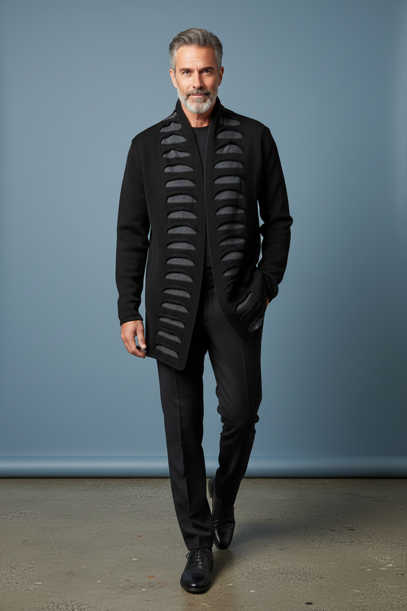 Black Gray Cardigan - Walking