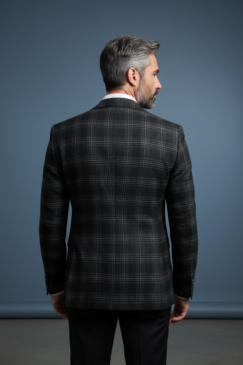 Black Plaid Back View