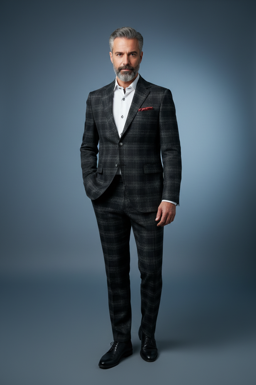 Black Plaid Casual Stance