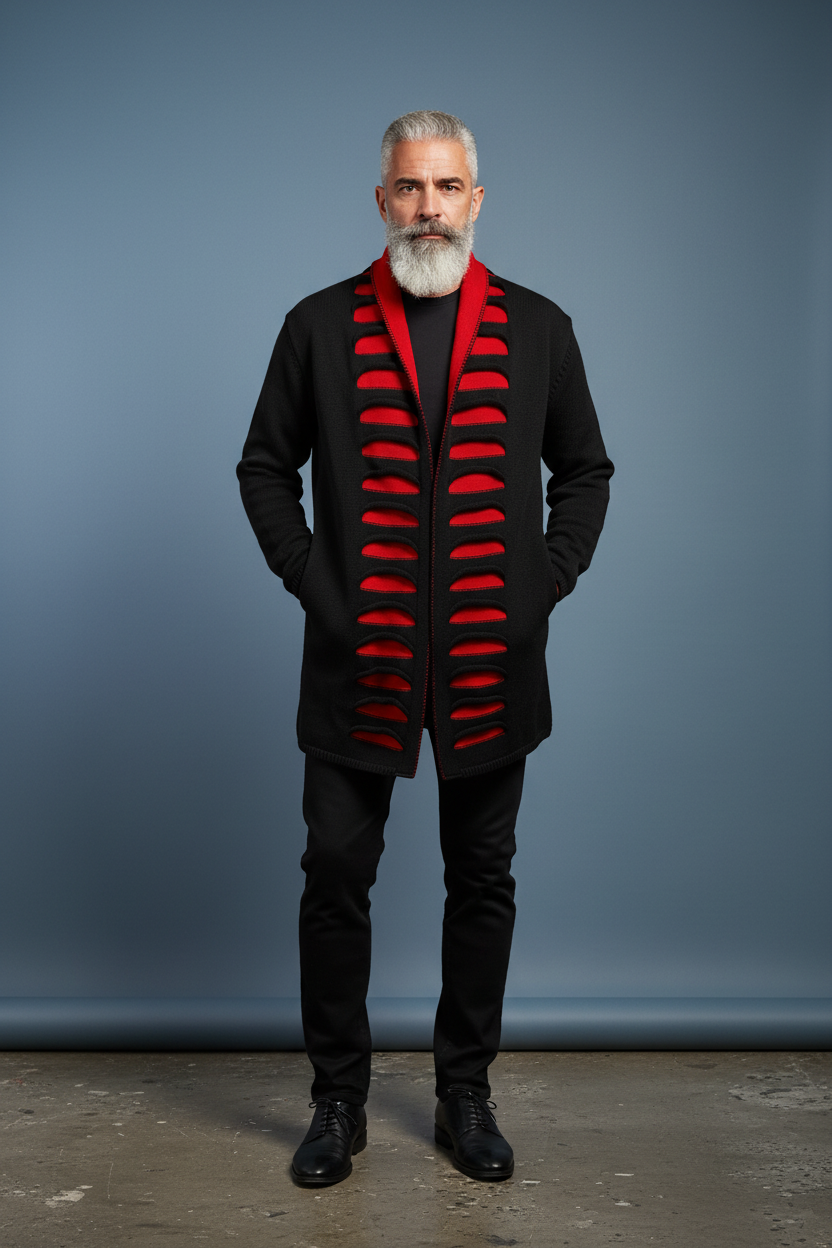 Black Red Cardigan - Front