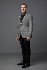 Gray Plaid Blazer - Premium Tailored Sport Coat