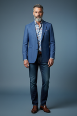 Blue Sport Jacket with Jeans - Front View