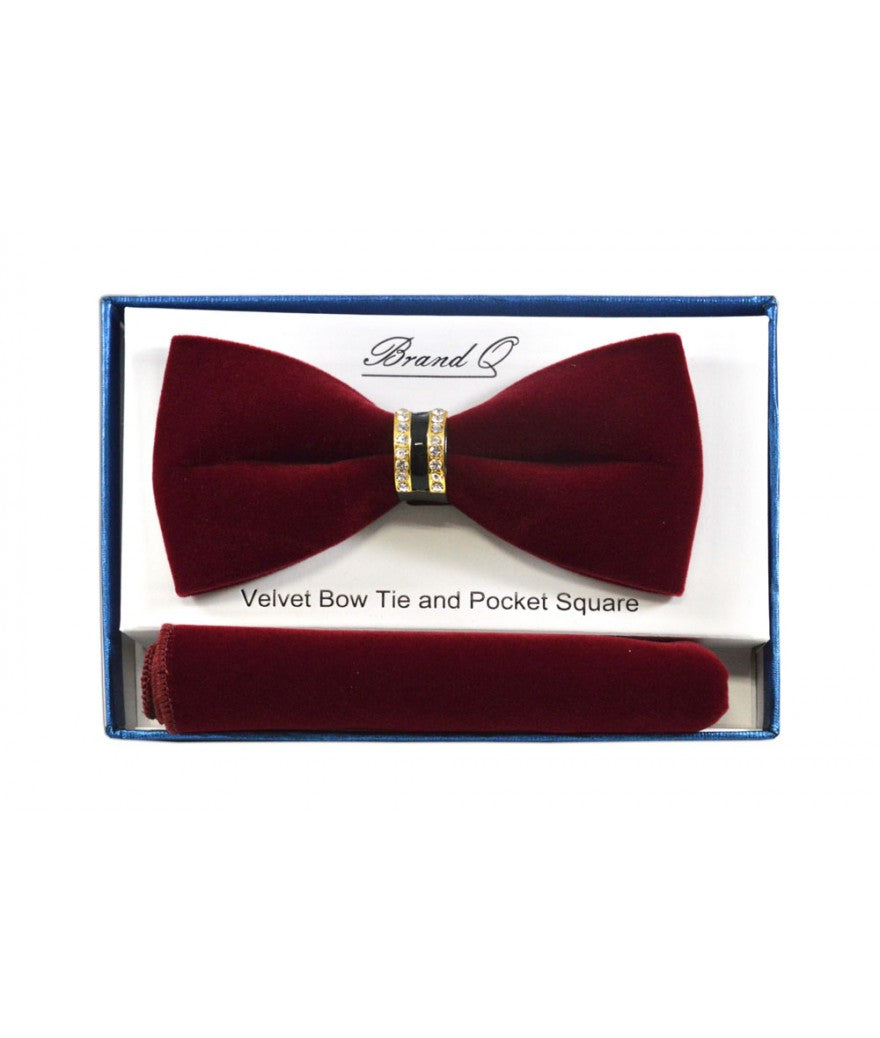 VELVET BOW TIE WITH GOLD RING WITH RIGHNSTONE