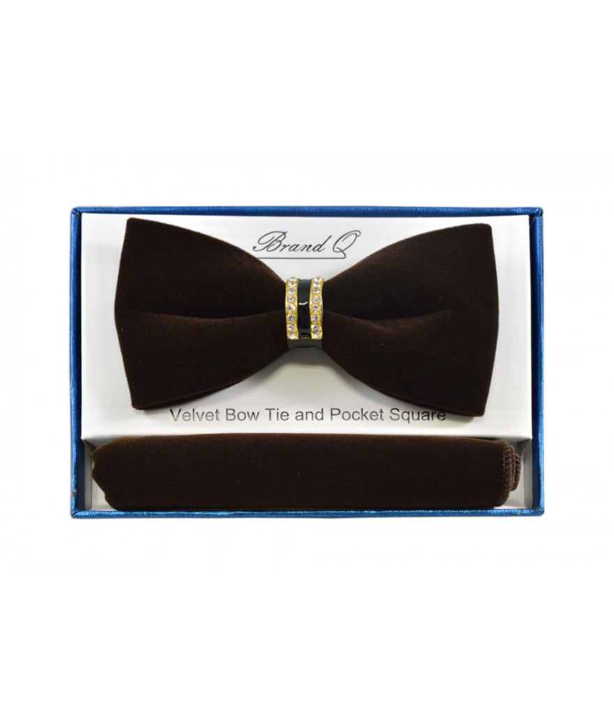 VELVET BOW TIE WITH GOLD RING WITH RIGHNSTONE