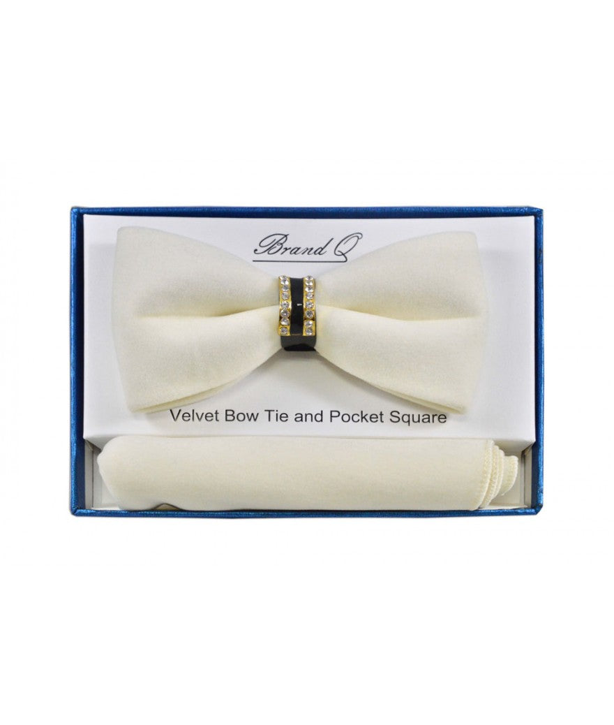 VELVET BOW TIE WITH GOLD RING WITH RIGHNSTONE