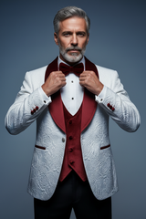 Burgundy velvet 3-piece detail shot