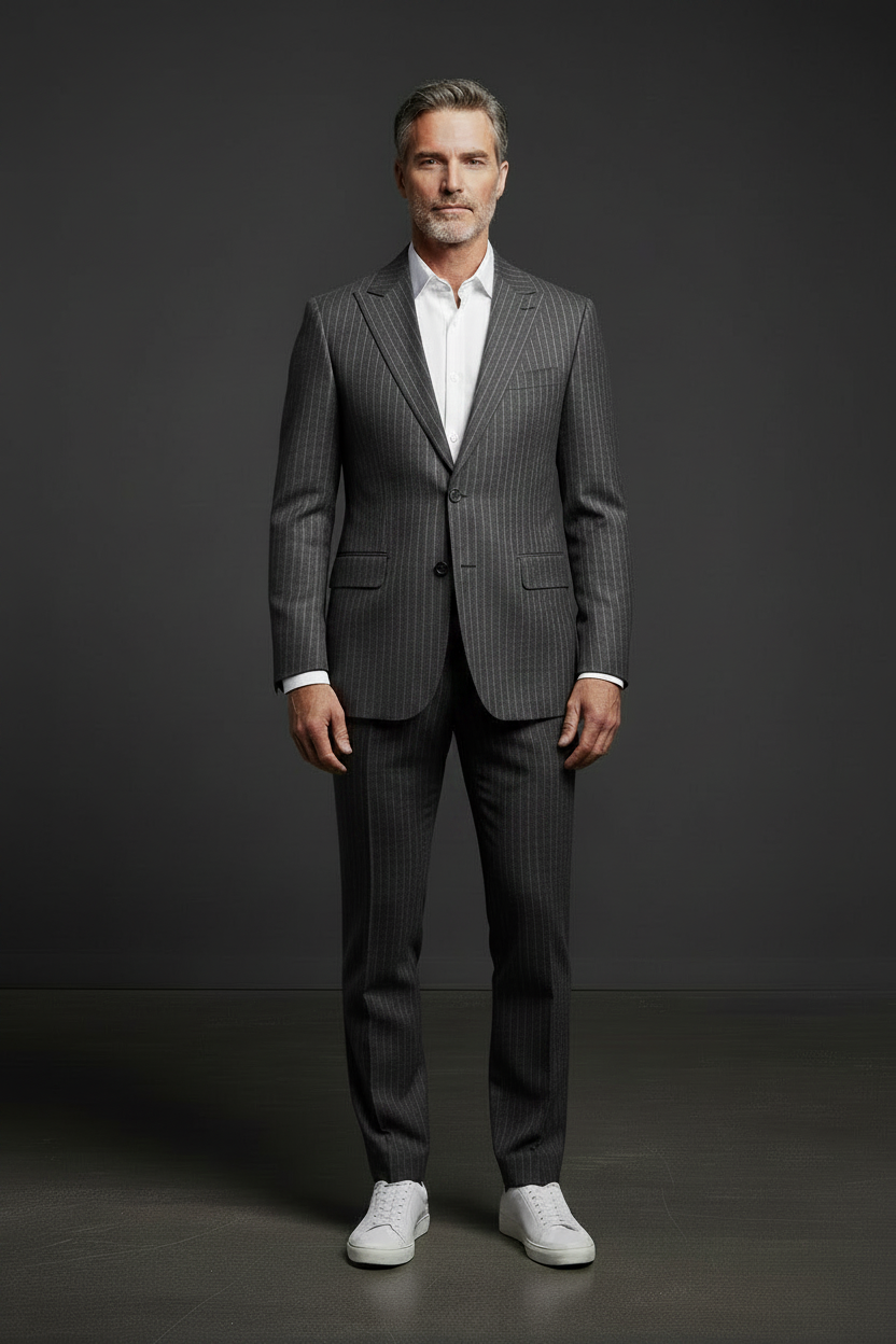 Charcoal Gray Pinstripe Suit - Corrected