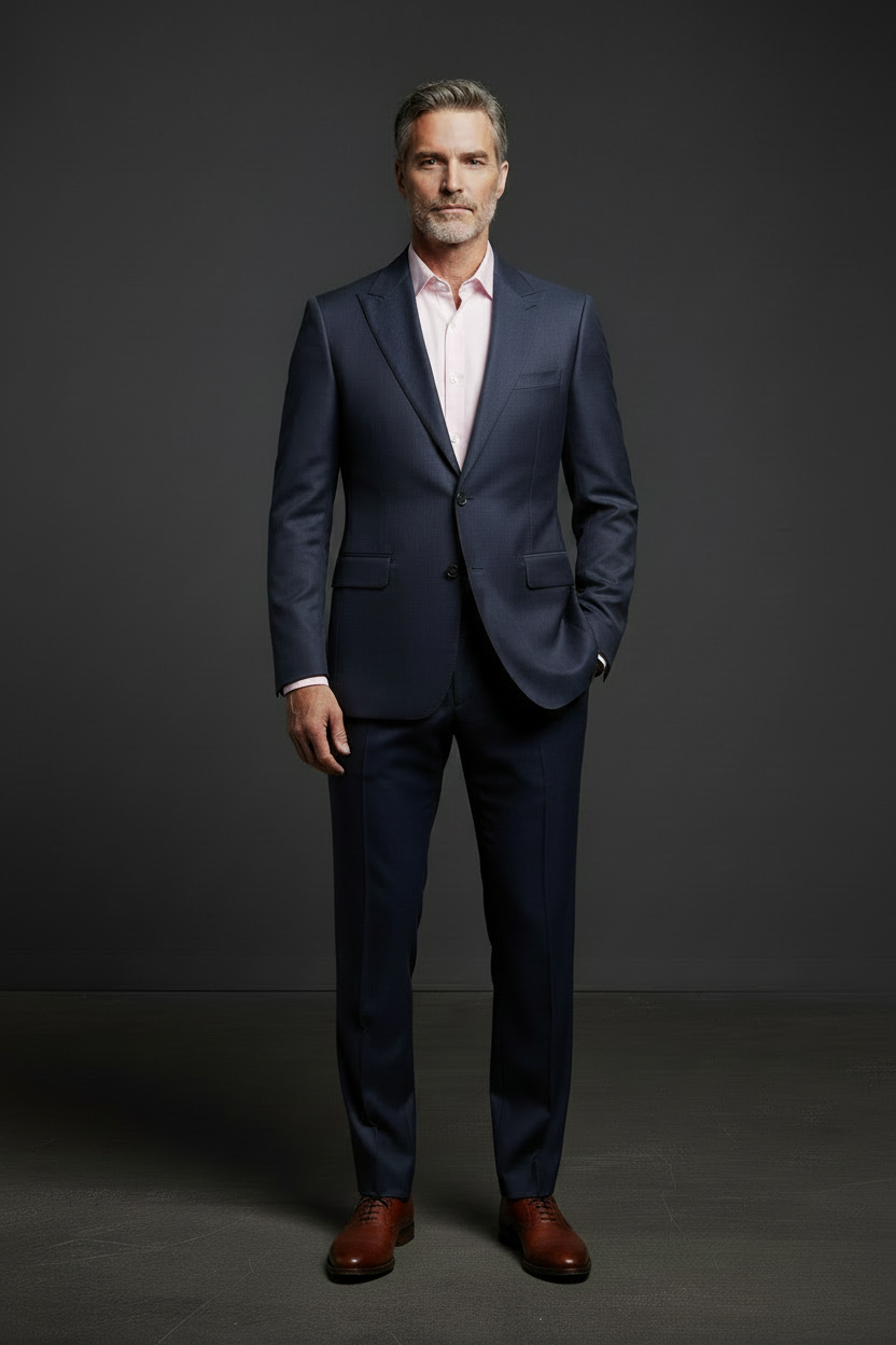Solid Navy Vitale Barberis Canonico Wool Suit | 2-Piece