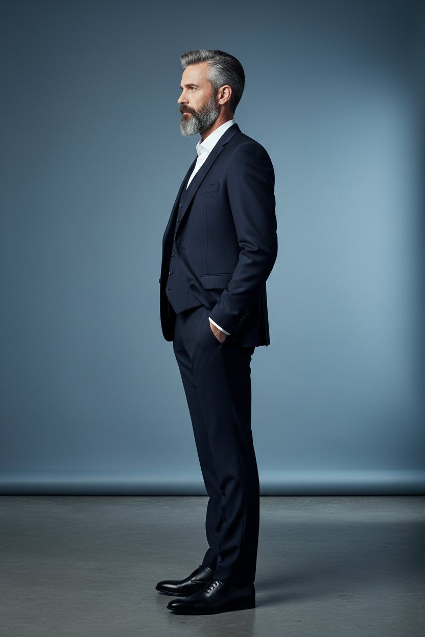 Dark Navy Suit - Side Profile