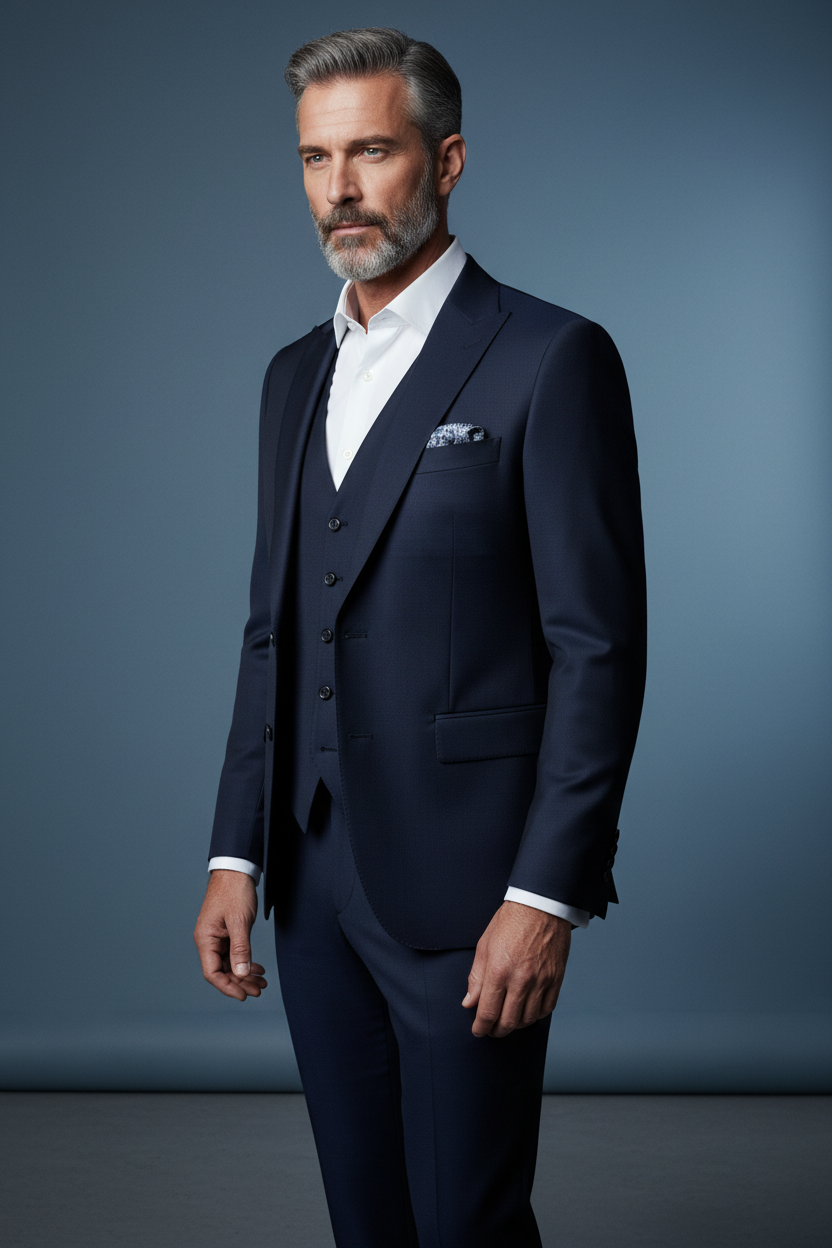Dark Navy Suit - Three-Quarter Turn