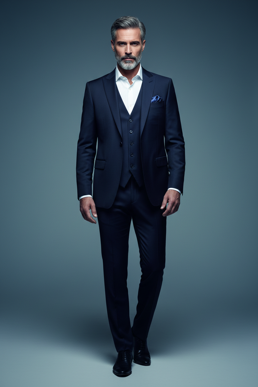 Dark Navy Suit - Unbuttoned Jacket