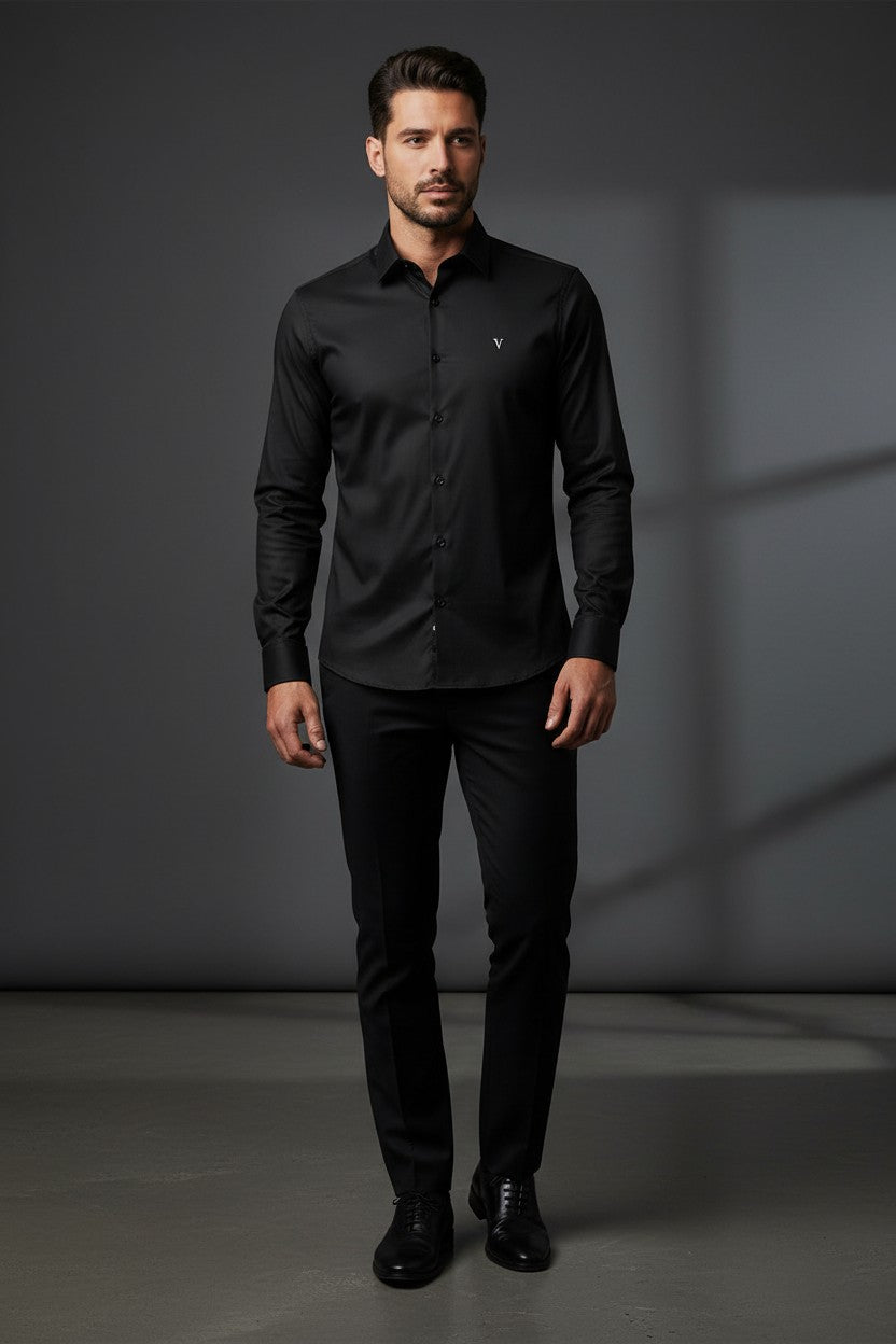 Vercini Versatile Collection: Classic Shirt with Signature 'V' Emblemg
