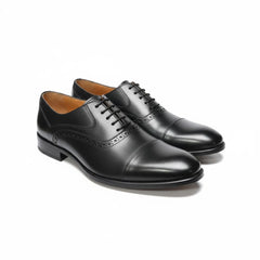 Classic Solid Vercini Leather Oxford Shoes