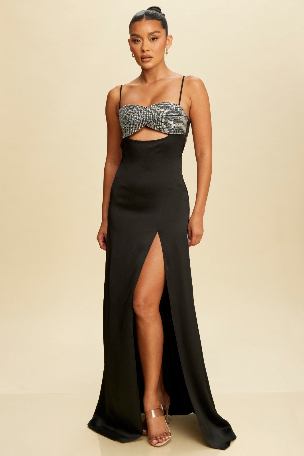SLEEK MODERN BLACK SILVER GOWN