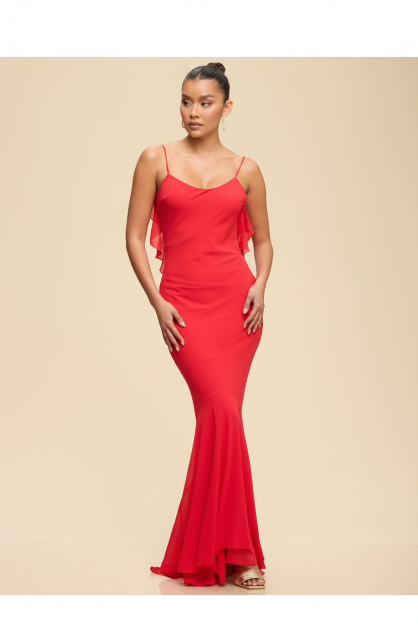 Enhanced Red Gown — Front Pose