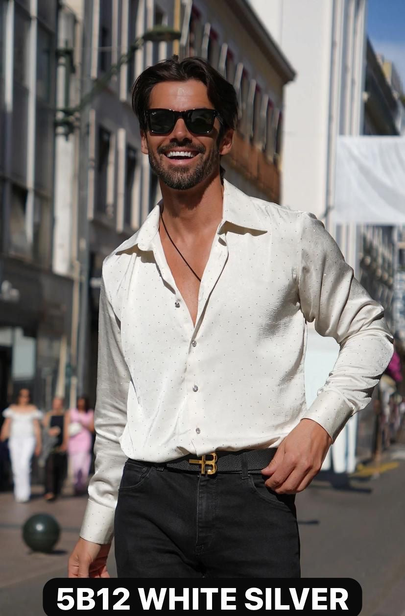 GLOSSY SLEEK TAILORED LONG SLEEVE SHIRT