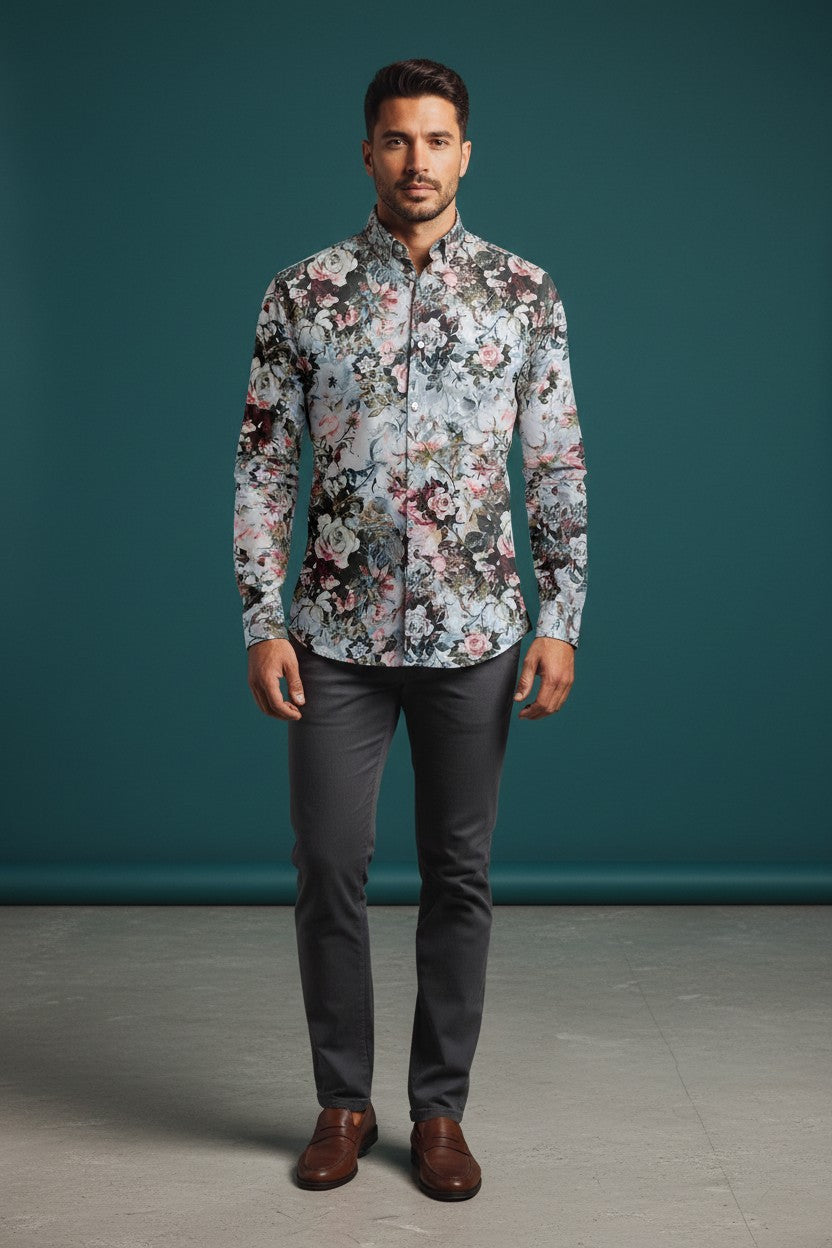 elegance with the Vercini Enchanted Garden Premium Cotton Shirt,