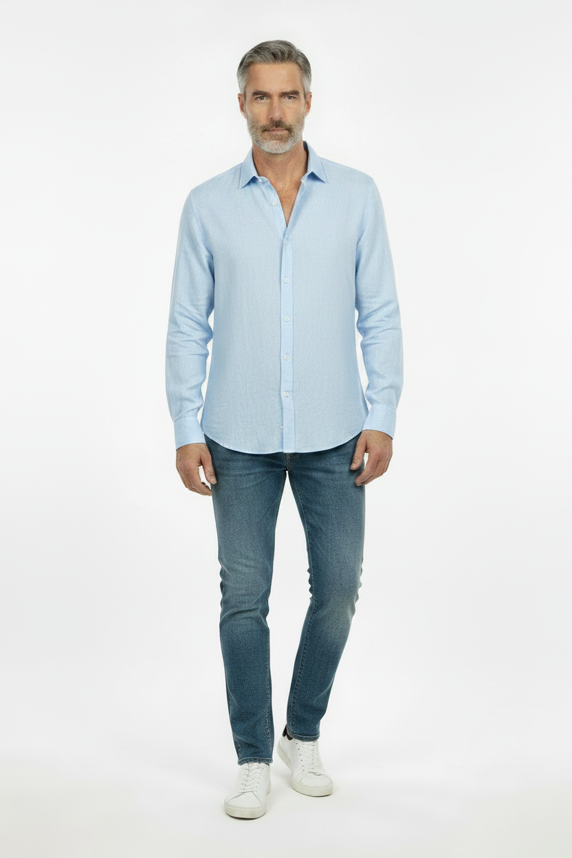 Vercini Linen Spread Collar Shirt