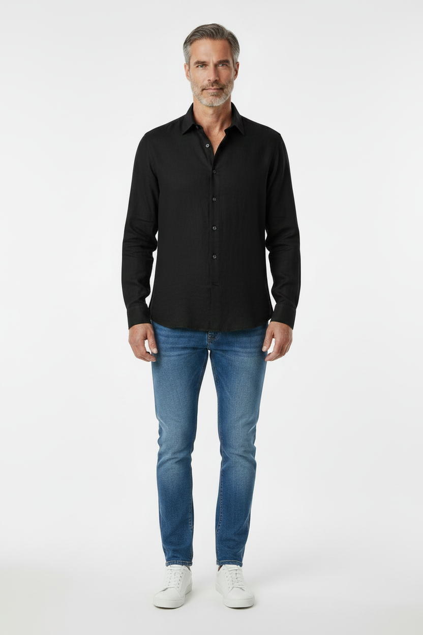 Vercini Linen Spread Collar Shirt