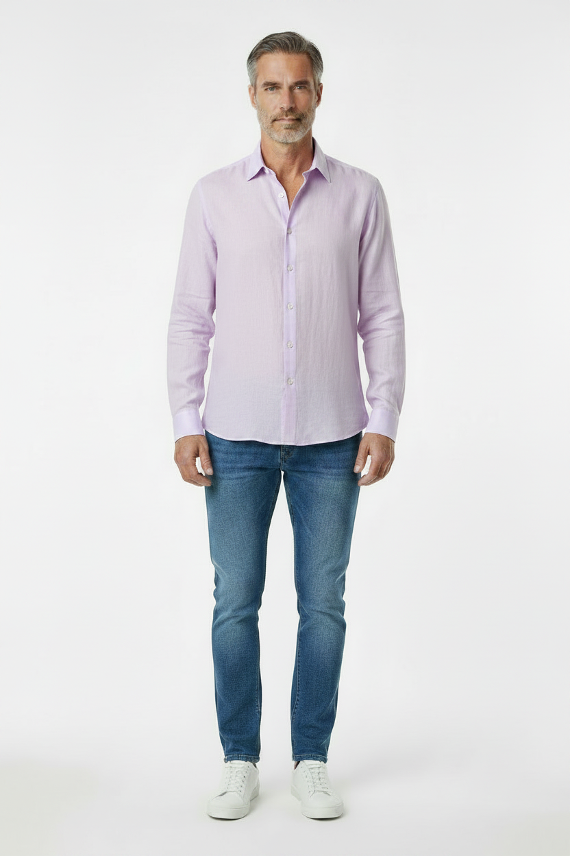Vercini Linen Spread Collar Shirt