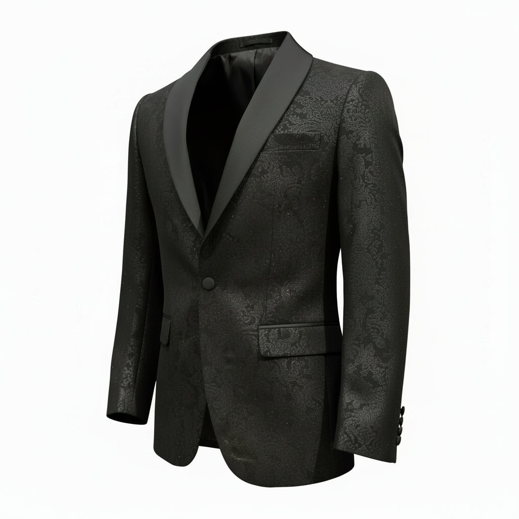 Vercini Black Sparkling Floral Tuxedo