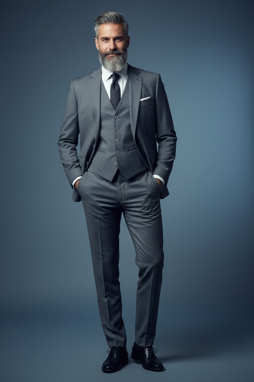 Gray Suit - Unbuttoned Jacket