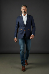 Vercini Classic Contrast-Trim Blazer