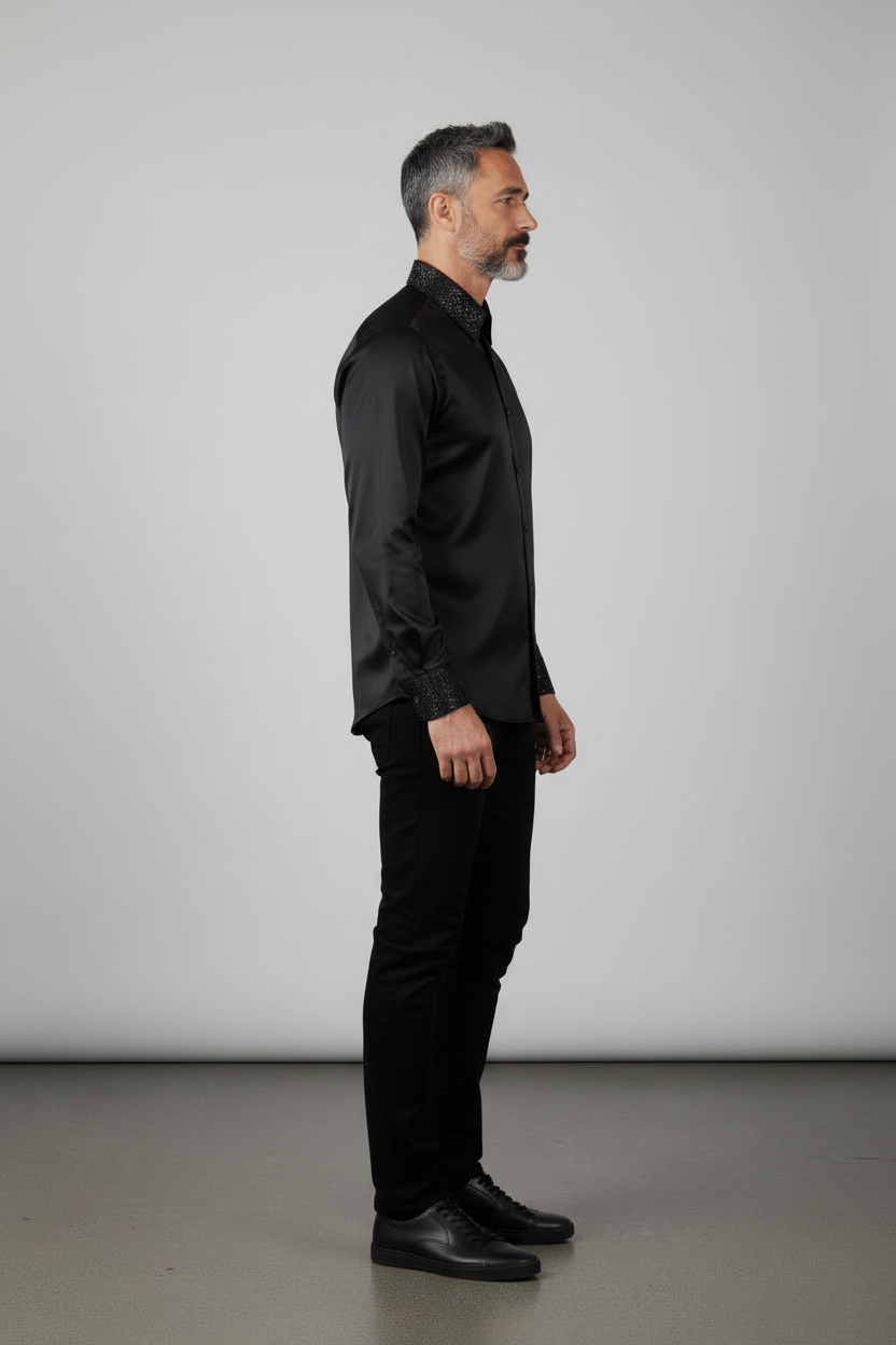 Embellished Dress Shirt - Premium Studded Collar & Cuffs