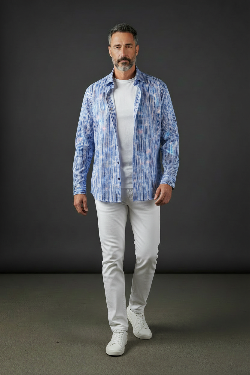 Vercini Spectrum Striped Cotton Shirt