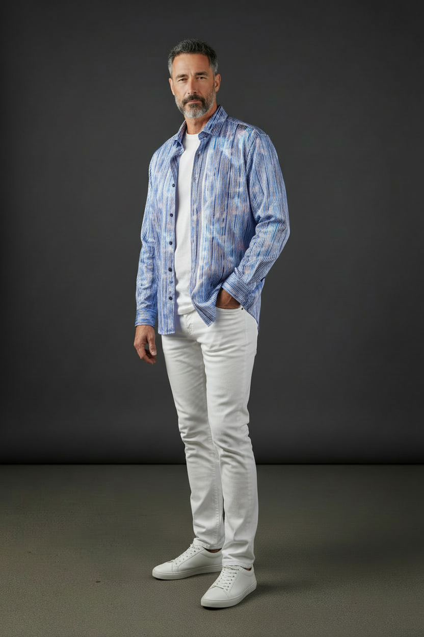 Vercini Spectrum Striped Cotton Shirt