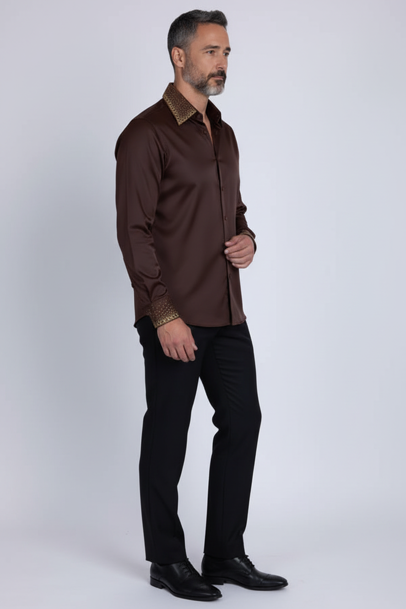 Embellished Dress Shirt - Premium Studded Collar & Cuffs