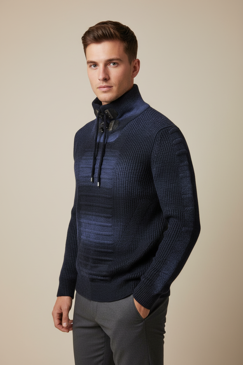 Maritime Ribbed High-Neck Sweater