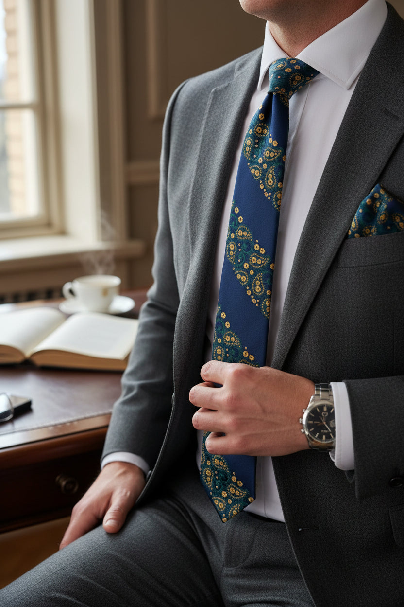 Black Silk Tie with Red Paisley