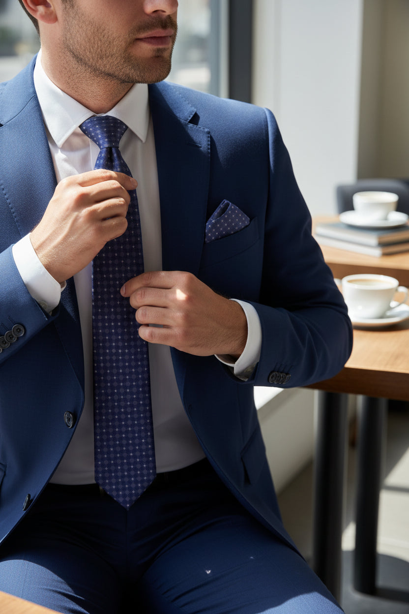 Star Pattern Tie with Pocket Square Set - Vercini