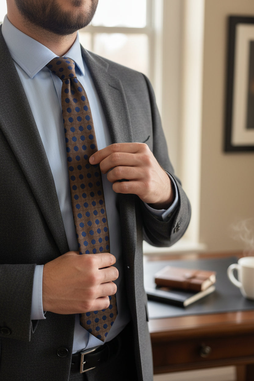 Brown Polka Dot Tie | Classic Pattern Necktie | Vercini