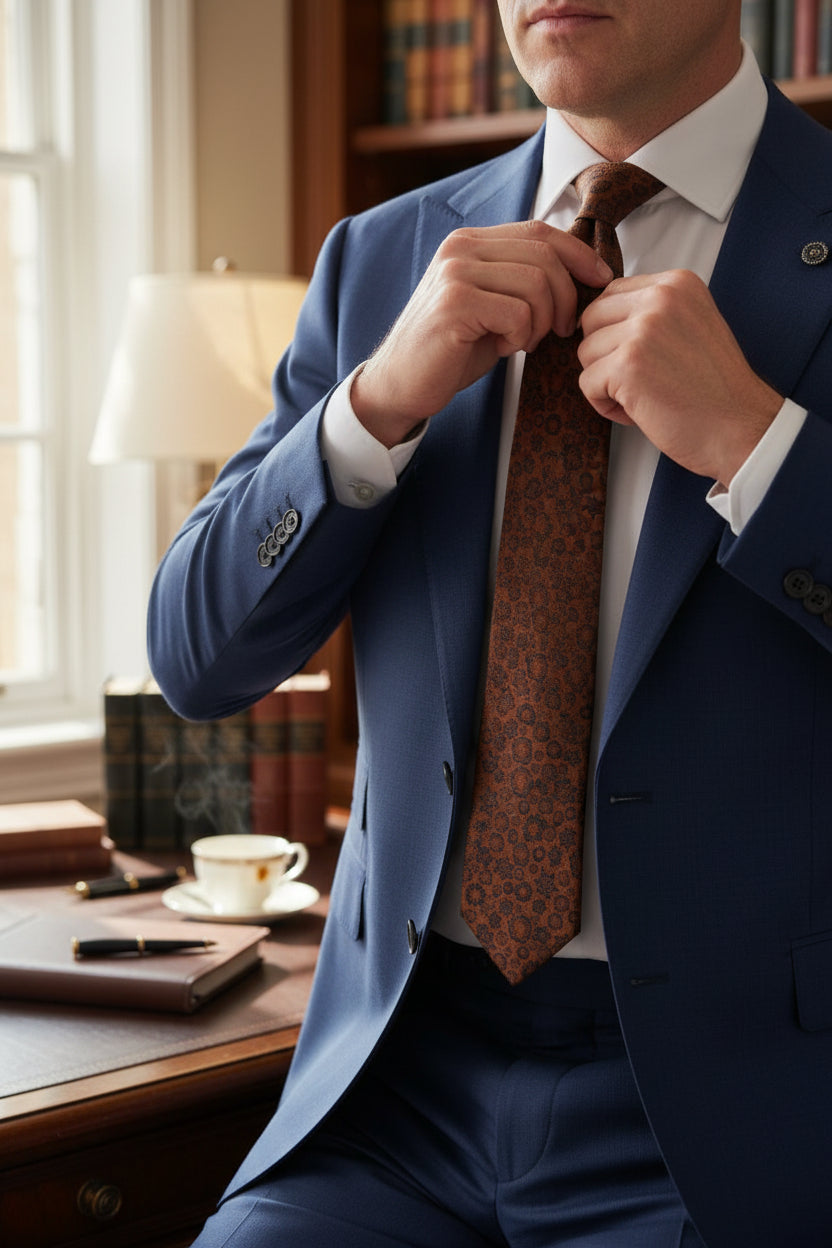 Bronze Floral Micro-Pattern Tie | Luxury Men's Formal Neckwear | Vercini
