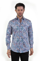 Light Blue Shirt With RAINBOW Paisley