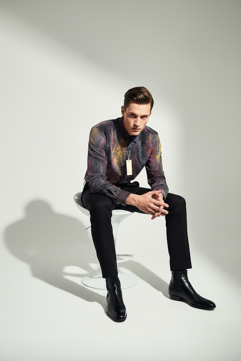 Male model seated pose