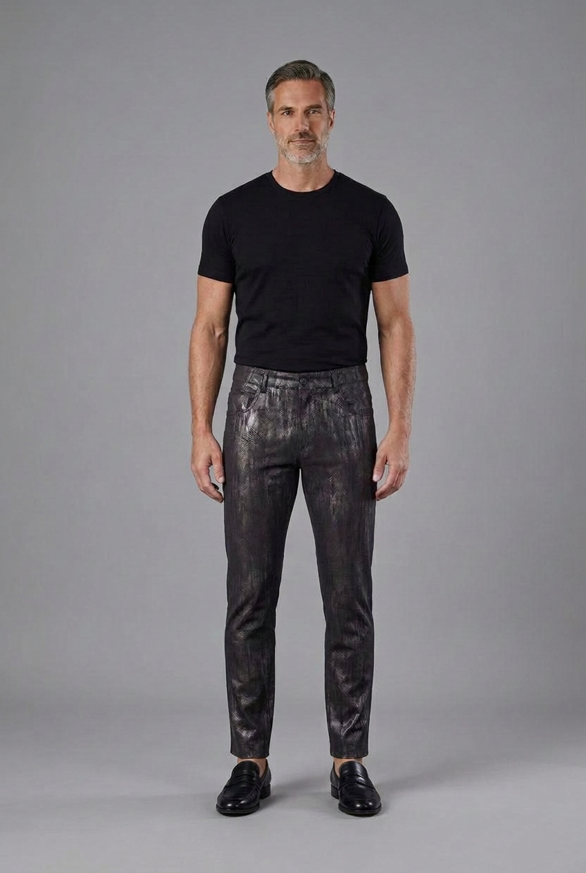 Charcoal Textured Slim-Fit Pants