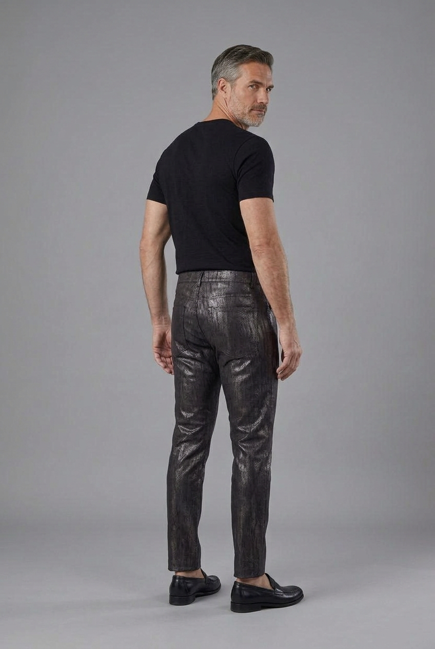 Charcoal Textured Slim-Fit Pants