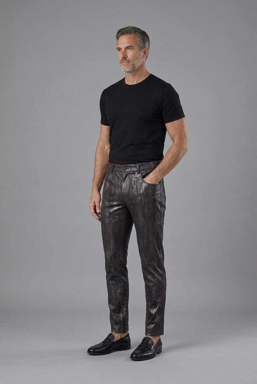 Charcoal Textured Slim-Fit Pants