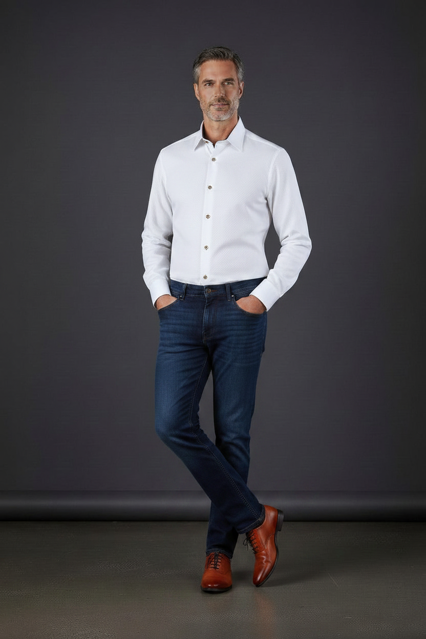 VERCINI White Textured Dress Shirt