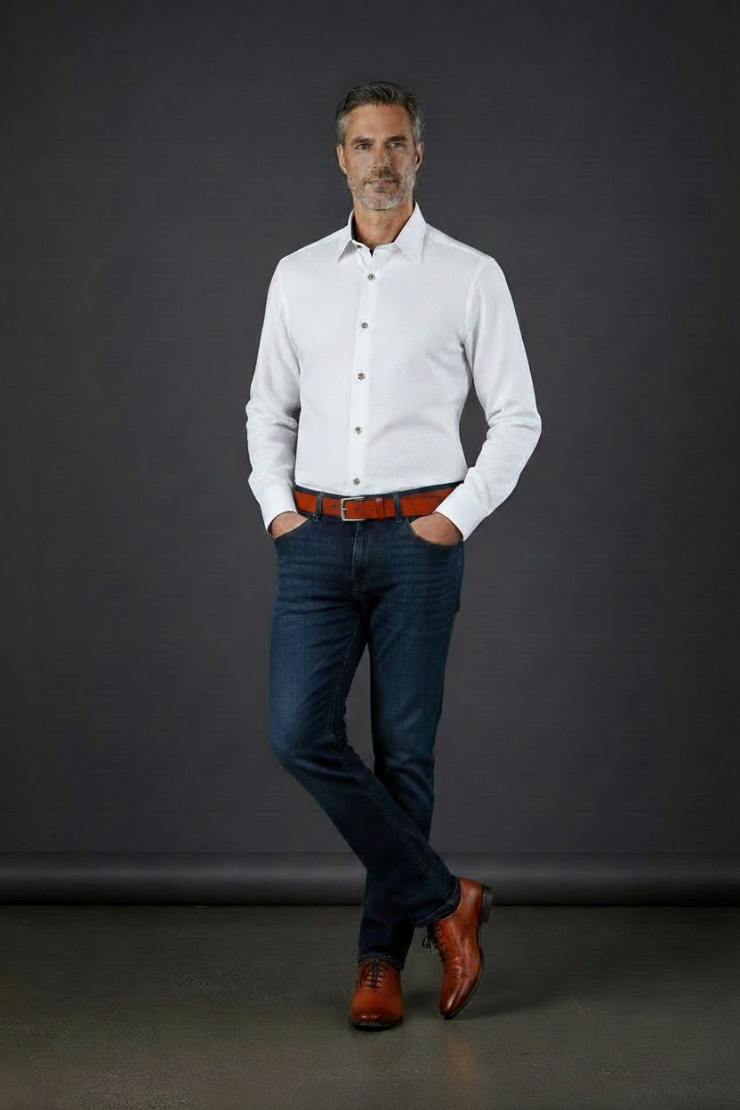 VERCINI White Textured Dress Shirt