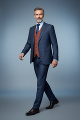 Navy Suit - Walking Pose with Matched Vest