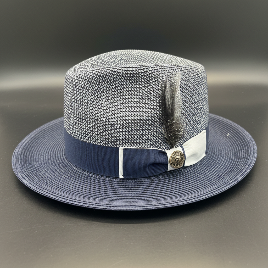 Navy Two-Tone Mesh Fedora